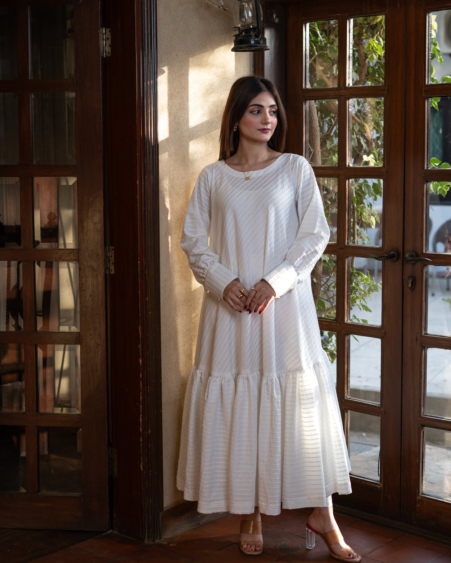 Embrioded Maxi White one piece