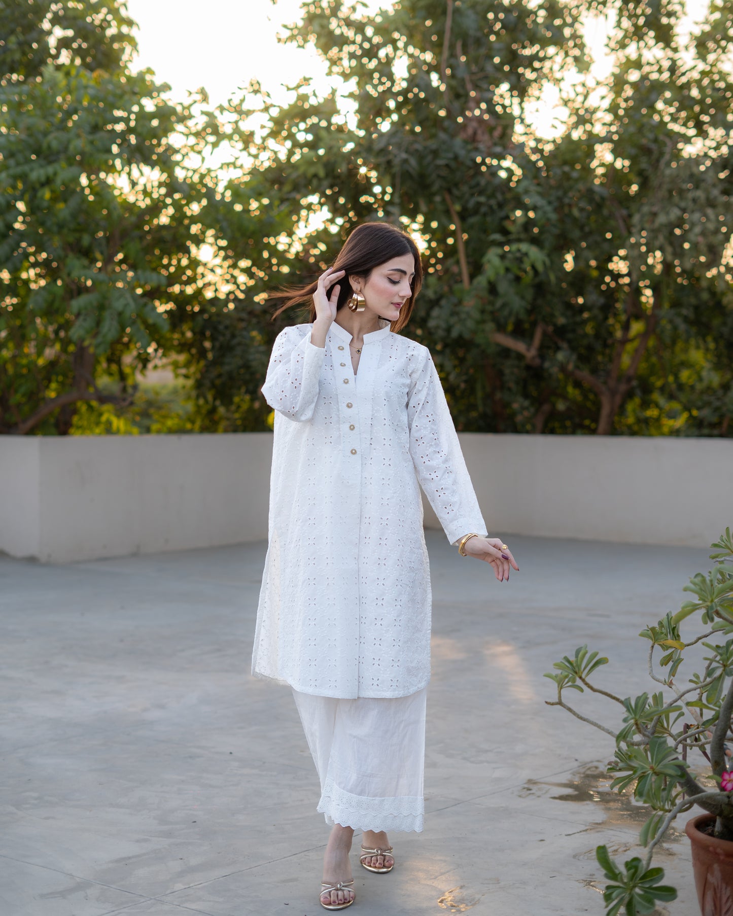 2 PIECE CHIKEN KAARI WHITE SET