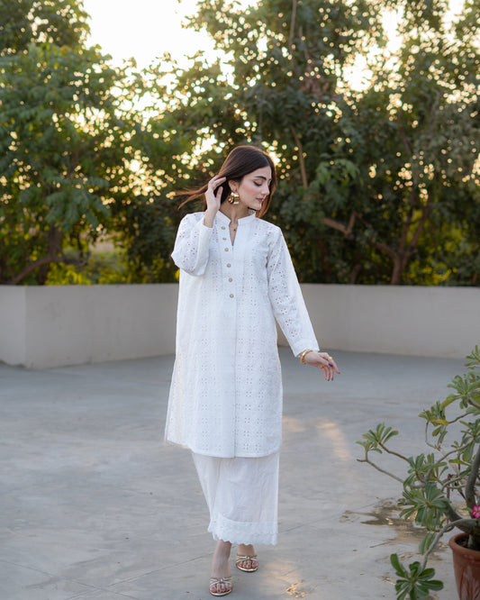 2 PIECE CHIKEN KAARI WHITE SET