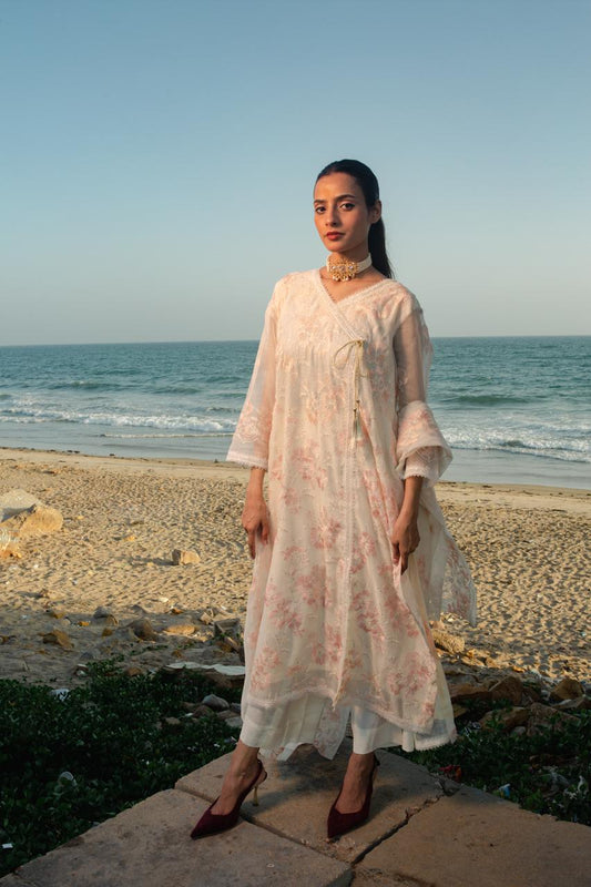 Offwhite khaadi net angrakha