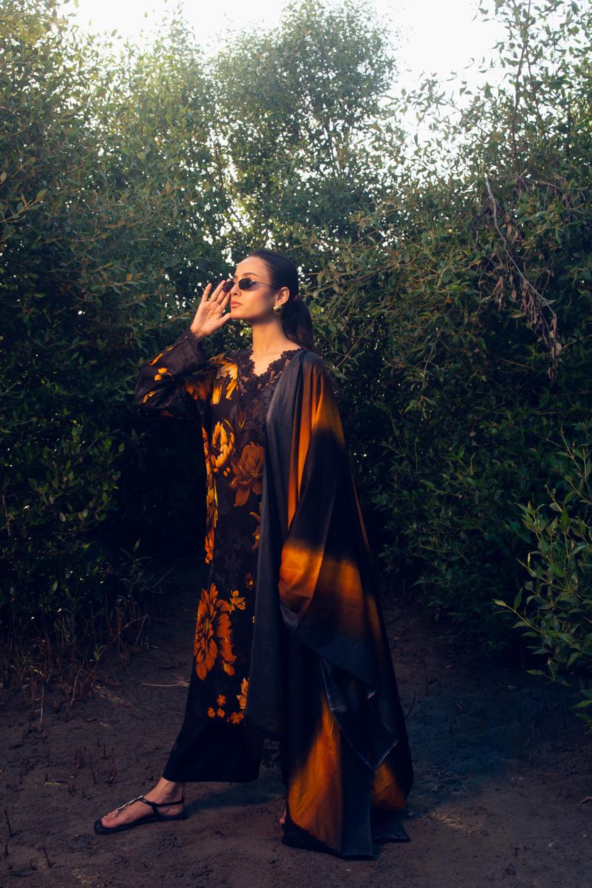 Printed black lawn 3 piece