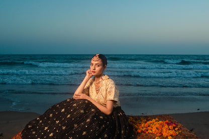 Fabric top jamawar with embroidery