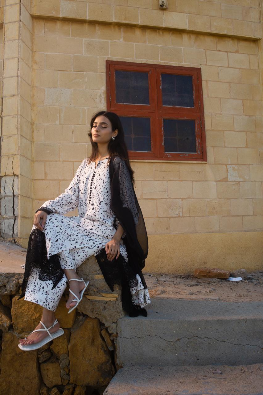 3-piece ensemble with a chiffon dupatta