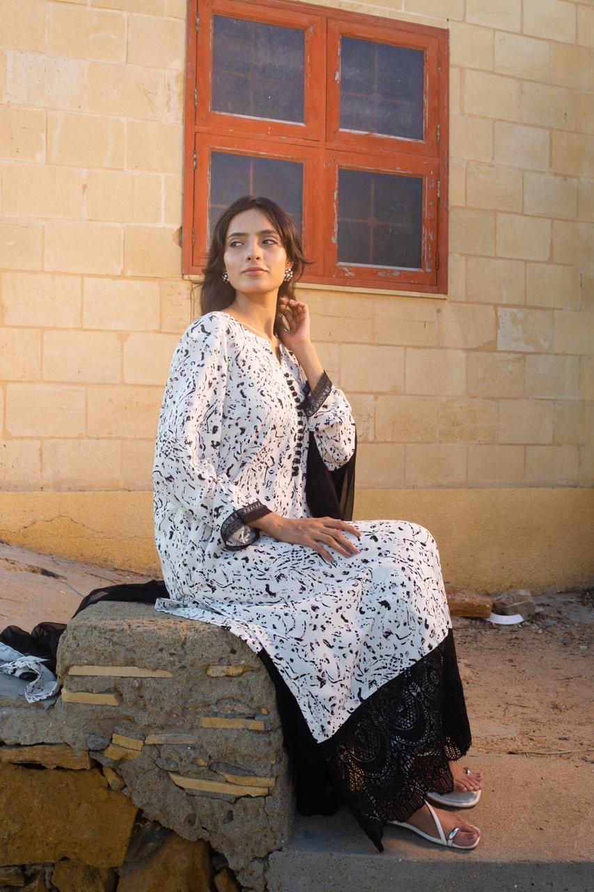 3-piece ensemble with a chiffon dupatta